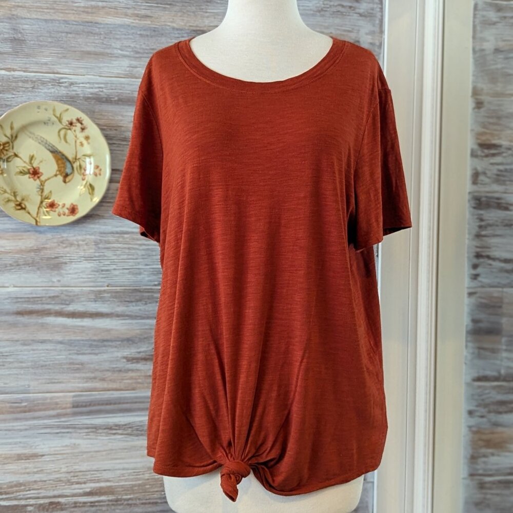 Sanctuary Perfect Knot Crew Neck T-Shirt Tee Burnt Orange XL Extra Large